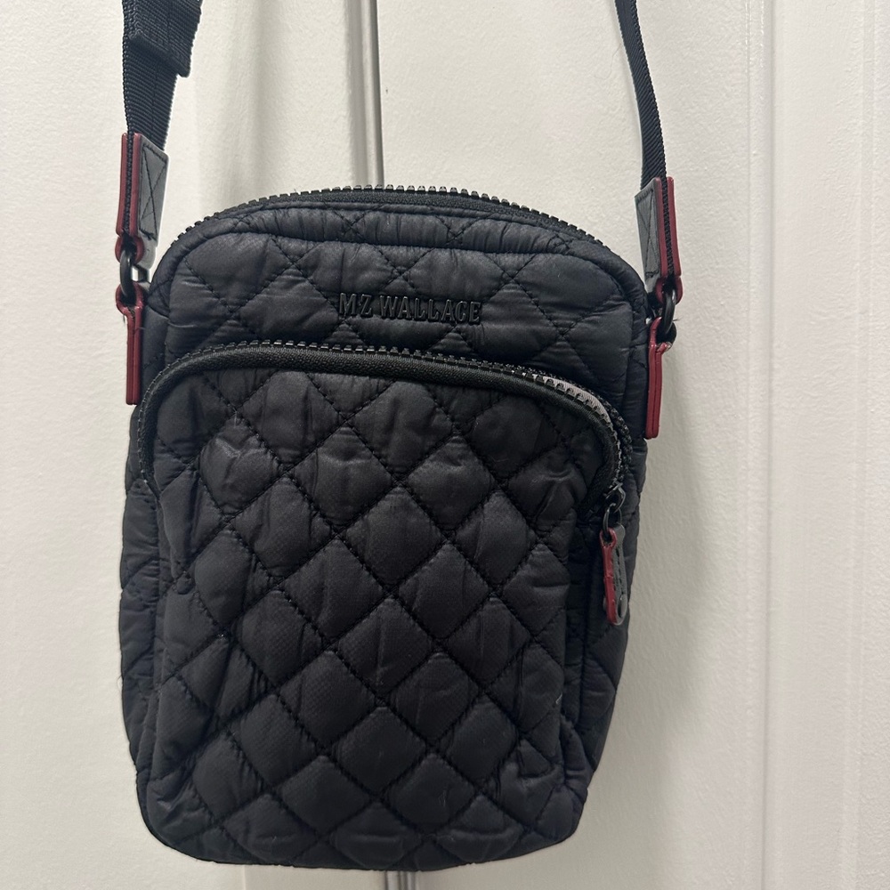 MZ Wallace Black Quilted Messenger Bag